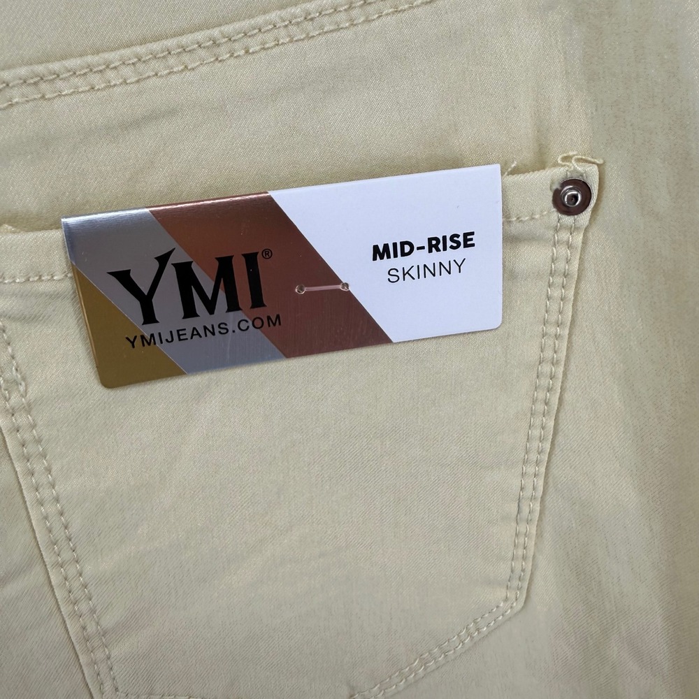 YMI Womens Mid-Rise Hyper Stretch Skinny Jeans Yellow Forever Color Size M NWT - Picture 5 of 8